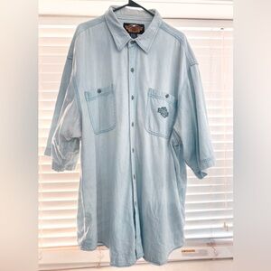 🏍️ Harley-Davidson Denim Button-Up Shirt – XXXL